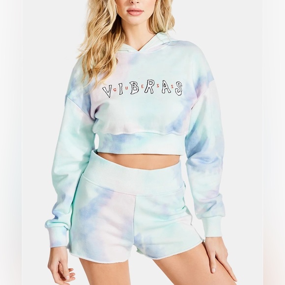 Guess x J Balvin Vibras cropped hoodie sweater - Picture 1 of 7